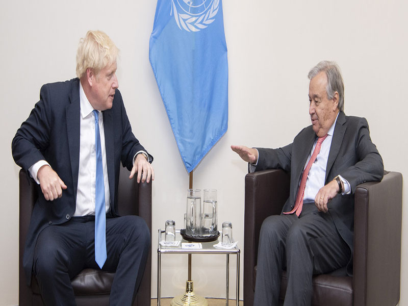 ONU/Eskinder Debebe El Secretario General, António Guterres, y el primer ministro Boris Johnson (Foto de archivo)
