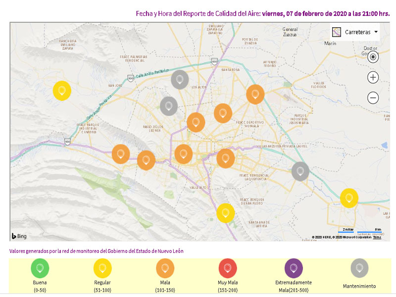 La Secretaría de Desarrollo Sustentable invita a los ciudadanos de Nuevo León a informarse sobre la calidad del aire en http://aire.nl.gob.mx/map_calidad.html